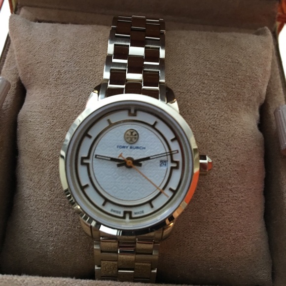 NWT !! Tory Burch Gold Watch 28mm Ivory Dial - Picture 3 of 7